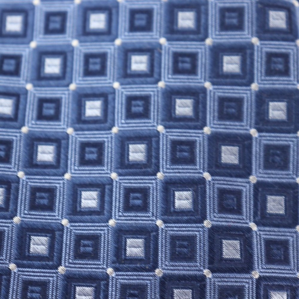 Bloomingdale's The Men's Store, Blue Geometric Silk Men's Neck Tie - Picture 5 of 5